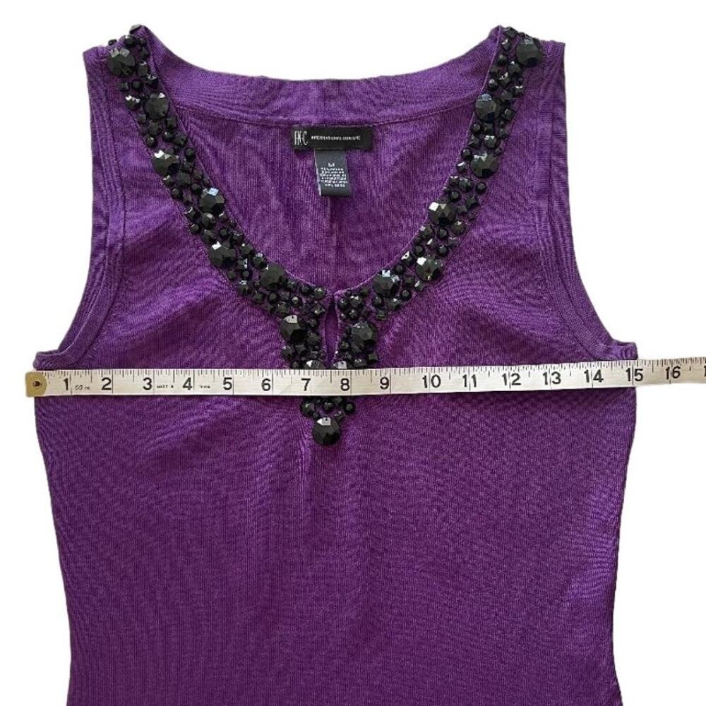 INC International Concepts Purple Beaded V Neck Sleeveless Knit Top Women's M - Picture 3 of 6